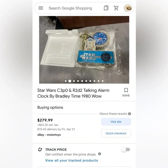 Star Wars C3p0 R2d2 Talking Alarm Clock By Bradley Time 1977